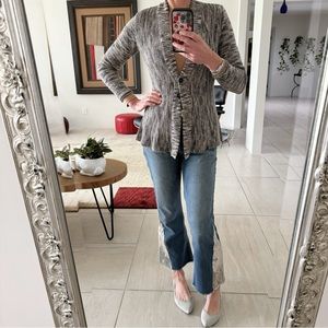 Nic+Zoe Knit Sweater Gray Cardigan Size S
